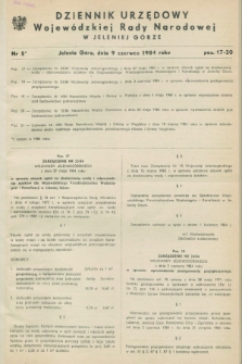 Dziennik Urzędowy Wojewódzkiej Rady Narodowej w Jeleniej Górze. 1984, nr 5 (9 czerwca)