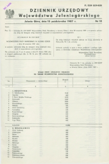 Dziennik Urzędowy Województwa Jeleniogórskiego. 1987, nr 10 (15 października)