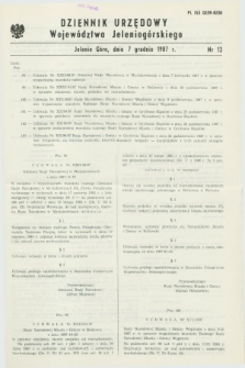 Dziennik Urzędowy Województwa Jeleniogórskiego. 1987, nr 13 (7 grudnia)