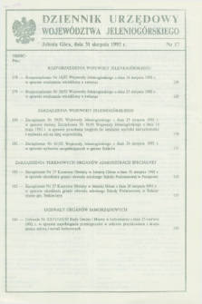 Dziennik Urzędowy Województwa Jeleniogórskiego. 1992, nr 17 (31 sierpnia)