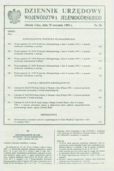 Dziennik Urzędowy Województwa Jeleniogórskiego. 1992, nr 18 (15 września)