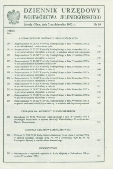 Dziennik Urzędowy Województwa Jeleniogórskiego. 1992, nr 19 (2 października)