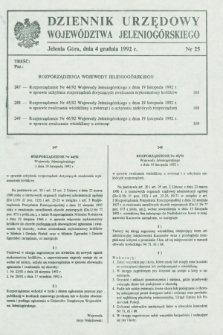 Dziennik Urzędowy Województwa Jeleniogórskiego. 1992, nr 25 (4 grudnia)