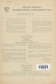 Dziennik Urzędowy Województwa Zamojskiego. 1984, nr 2 (30 lipca)