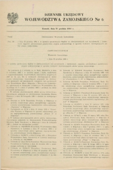 Dziennik Urzędowy Województwa Zamojskiego. 1984, nr 6 (21 grudnia)