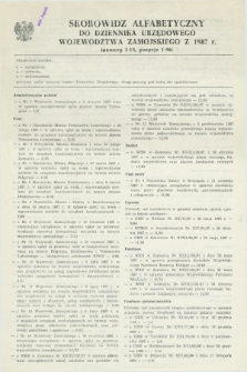 Dziennik Urzędowy Województwa Zamojskiego. 1987, Skorowidz Alfabetyczny do Dziennika Urzędowego Województwa Zamojskiego z 1987 r.