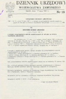 Dziennik Urzędowy Województwa Zamojskiego. 1991, nr 18 (17 maja)