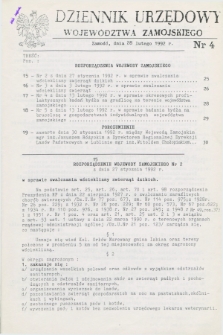 Dziennik Urzędowy Województwa Zamojskiego. 1992, nr 4 (28 lutego)