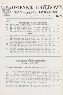 Dziennik Urzędowy Województwa Zamojskiego. 1992, nr 7 (21 kwietnia)