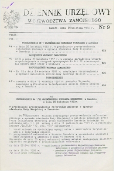 Dziennik Urzędowy Województwa Zamojskiego. 1992, nr 9 (29 kwietnia)