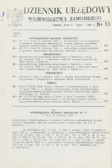 Dziennik Urzędowy Województwa Zamojskiego. 1992, nr 13 (6 lipca)