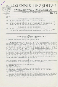 Dziennik Urzędowy Województwa Zamojskiego. 1992, nr 16 (26 sierpnia)