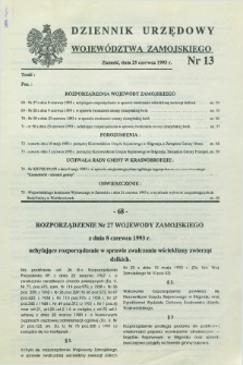 Dziennik Urzędowy Województwa Zamojskiego. 1993, nr 13 (25 czerwca)
