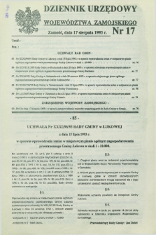 Dziennik Urzędowy Województwa Zamojskiego. 1993, nr 17 (17 sierpnia)