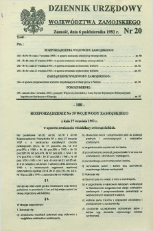 Dziennik Urzędowy Województwa Zamojskiego. 1993, nr 20 (6 pażdziernika)