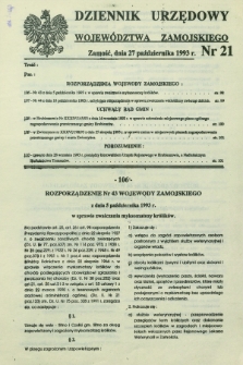 Dziennik Urzędowy Województwa Zamojskiego. 1993, nr 21 (27 października)