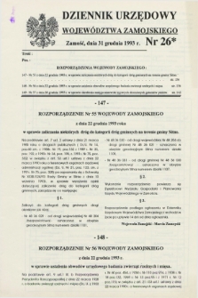 Dziennik Urzędowy Województwa Zamojskiego. 1993, nr 26 (31 grudnia)