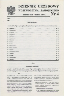Dziennik Urzędowy Województwa Zamojskiego. 1994, nr 4 (7 marca)
