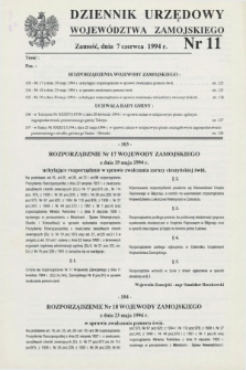 Dziennik Urzędowy Województwa Zamojskiego. 1994, nr 11 (7 czerwca)