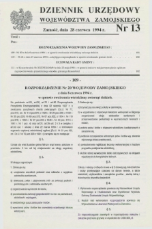 Dziennik Urzędowy Województwa Zamojskiego. 1994, nr 13 (28 czerwca)