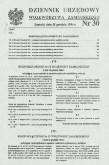 Dziennik Urzędowy Województwa Zamojskiego. 1994, nr 30 (28 grudnia)