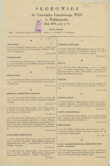 Dziennik Urzędowy Wojewódzkiej Rady Narodowej w Wałbrzychu. 1975, Skorowidz do Dziennika Urzędowego WRN w Wałbrzychu (Rok 1975, n-ry 1-3)