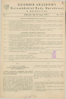 Dziennik Urzędowy Wojewódzkiej Rady Narodowej w Wałbrzychu. 1976, nr 1 (20 lutego)