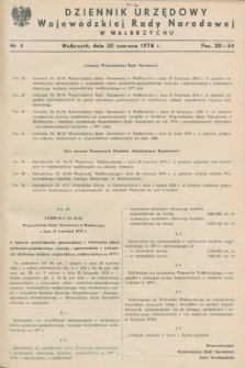 Dziennik Urzędowy Wojewódzkiej Rady Narodowej w Wałbrzychu. 1978, nr 4 (30 czerwca)