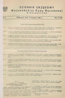 Dziennik Urzędowy Wojewódzkiej Rady Narodowej w Wałbrzychu. 1981, nr 2 (14 kwietnia)