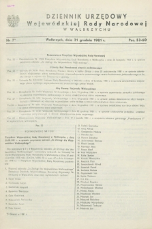 Dziennik Urzędowy Wojewódzkiej Rady Narodowej w Wałbrzychu. 1981, nr 7 (31 grudnia)
