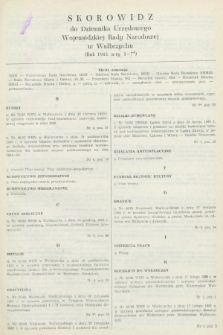 Dziennik Urzędowy Wojewódzkiej Rady Narodowej w Wałbrzychu. 1983, Skorowidz Dziennika Urzędowego Wojewódzkiej Rady Narodowej w Wałbrzychu (Rok 1983, n-ry 1-7)