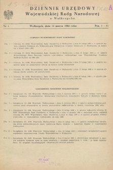 Dziennik Urzędowy Wojewódzkiej Rady Narodowej w Wałbrzychu. 1984, nr 1 (15 marca)
