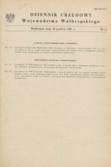 Dziennik Urzędowy Województwa Wałbrzyskiego. 1987, nr 9 (30 grudnia)