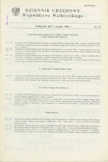 Dziennik Urzędowy Województwa Wałbrzyskiego. 1989, nr 12 (7 sierpnia)