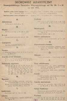 Nowogródzki Dziennik Wojewódzki. 1935, skorowidz alfabetyczny
