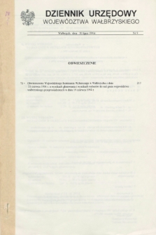 Dziennik Urzędowy Województwa Wałbrzyskiego. 1994, nr 9 (20 lipca)