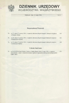 Dziennik Urzędowy Województwa Wałbrzyskiego. 1994, nr 10 (26 lipca)