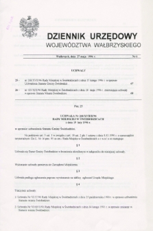 Dziennik Urzędowy Województwa Wałbrzyskiego. 1996, nr 6 (27 maja)