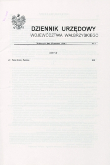 Dziennik Urzędowy Województwa Wałbrzyskiego. 1996, nr 14 (25 czerwca)