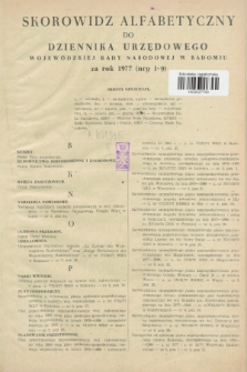 Dziennik Urzędowy Wojewódzkiej Rady Narodowej w Radomiu. 1977, Skorowidz alfabetyczny
