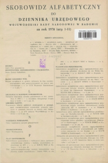 Dziennik Urzędowy Wojewódzkiej Rady Narodowej w Radomiu. 1978, Skorowidz alfabetyczny