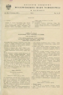 Dziennik Urzędowy Wojewódzkiej Rady Narodowej w Radomiu. 1978, nr 4 (22 kwietnia)