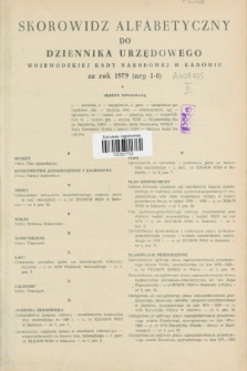 Dziennik Urzędowy Wojewódzkiej Rady Narodowej w Radomiu. 1979, Skorowidz alfabetyczny