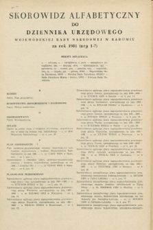 Dziennik Urzędowy Wojewódzkiej Rady Narodowej w Radomiu. 1981, Skorowidz alfabetyczny