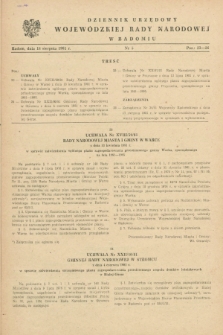 Dziennik Urzędowy Wojewódzkiej Rady Narodowej w Radomiu. 1981, nr 5 (18 sierpnia)