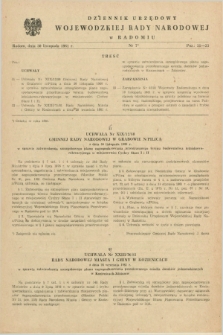 Dziennik Urzędowy Wojewódzkiej Rady Narodowej w Radomiu. 1981, nr 7 (30 listopada)