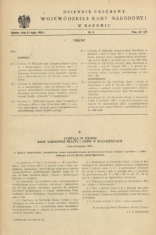 Dziennik Urzędowy Wojewódzkiej Rady Narodowej w Radomiu. 1982, nr 5 (24 maja)