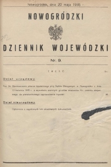 Nowogródzki Dziennik Wojewódzki. 1935, nr 9