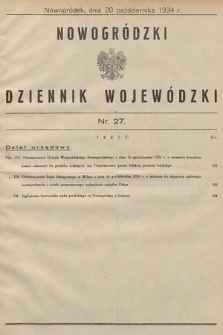 Nowogródzki Dziennik Wojewódzki. 1934, nr 27