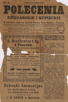 Polecenia Księgarskie i Kupieckie : dla duchowieństwa archidyecezyi Gnieźnieńsko-Poznańskiej, dyecezyi Chełmińskiej i Wrocławskiej. 1890, nr 2